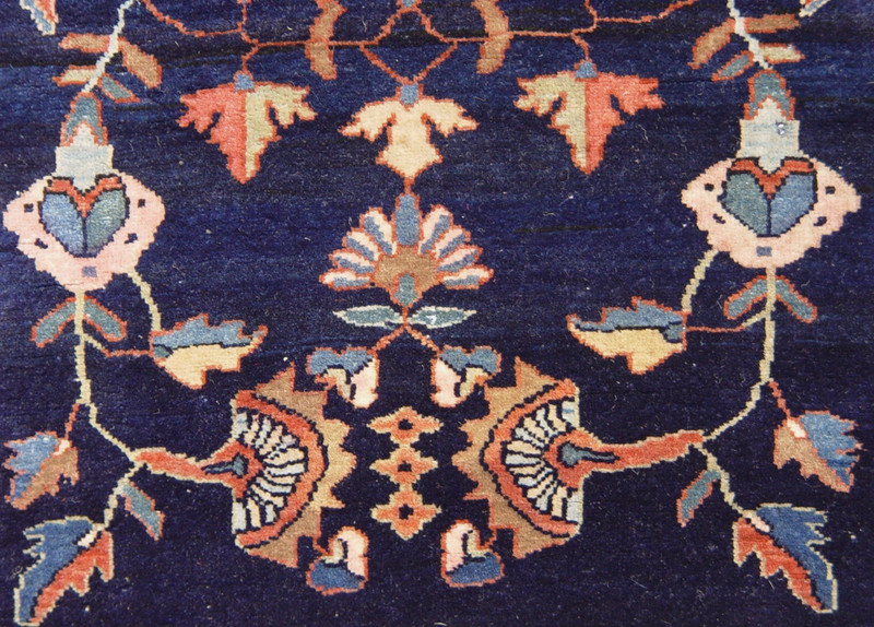 EXCELLENT ANTIQUE SAROUKK NAVY HAND KNOTTED WOOL ORIENTAL RUG RARE 2' x 3' gallery