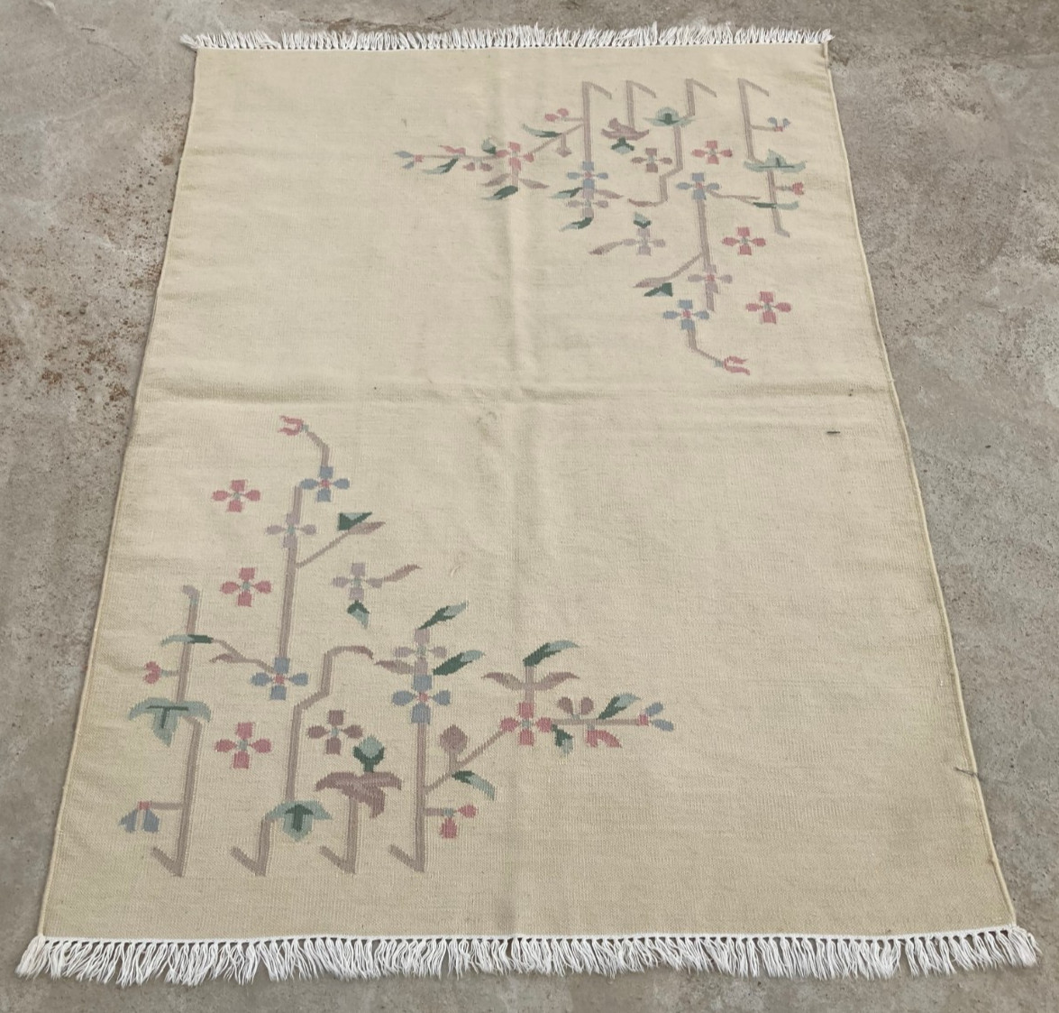 Vintage Traditional Handmade Romanian Bessarabian Wool Kilim Rug 180x126 cm gallery
