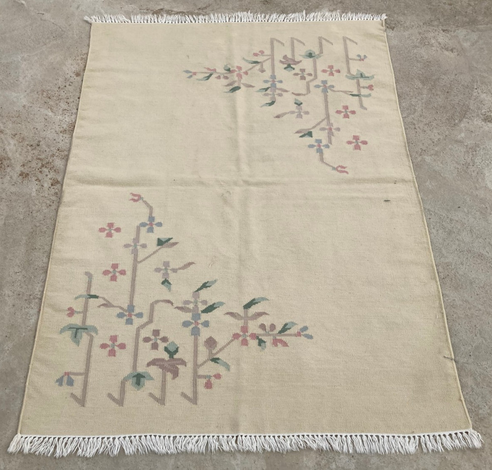 Vintage Traditional Handmade Romanian Bessarabian Wool Kilim Rug 180x126 cm