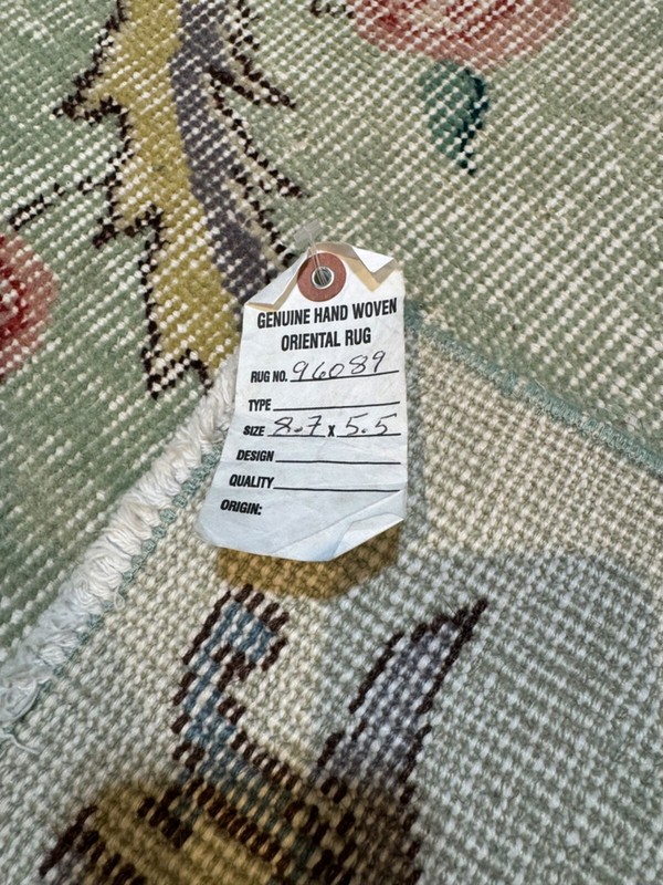 Oriental Hand-Knotted Wool Area Rug Turkish Oushak Green/Blue/Red 5'5" x 8'7" gallery