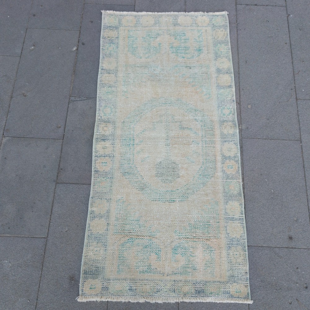 Pastel 2x5 Turkish kitchen rug 2.43 x 4.92ft Vintage Handmade 74 x 150 cm runner