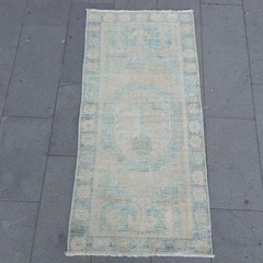 Pastel 2×5 Turkish kitchen rug 2.43 x 4.92ft Vintage Handmade 74 x 150 cm runner