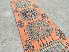 16’8″ ft extra long runner rug stair hallway, Long runner Turkish Oushak vintage