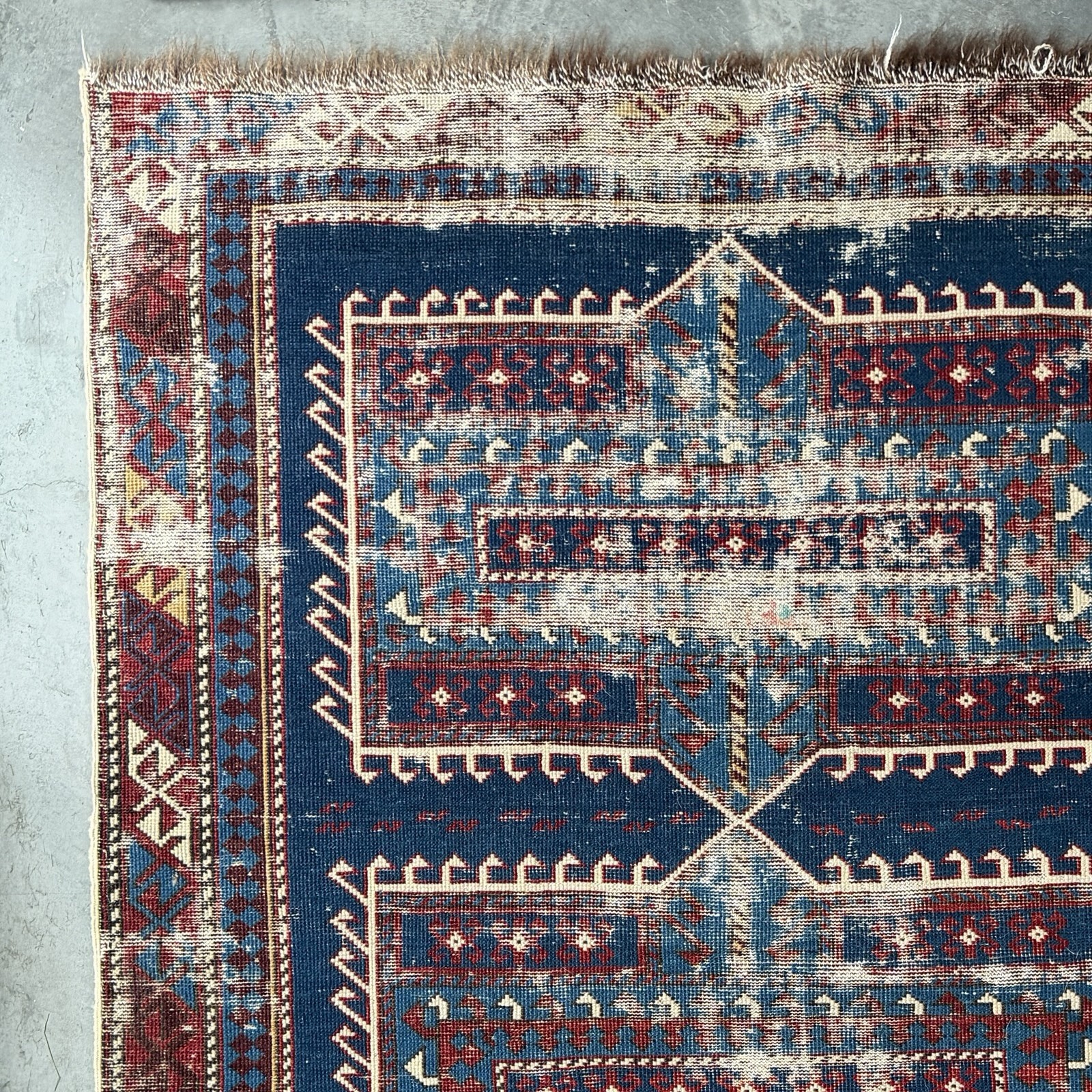 Late 19th Century Caucasian Geometric Rug Cotton & Wool Weft Baku/Shirvan/Kazak gallery