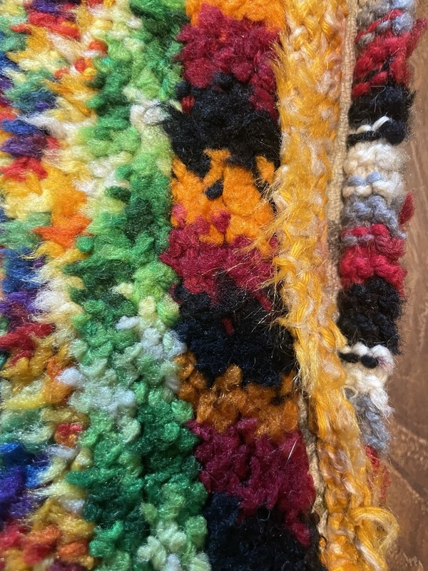 Vintage 60s 70s Rug hand hooked 40 inch Circle Multicolored Bohemian Decor gallery
