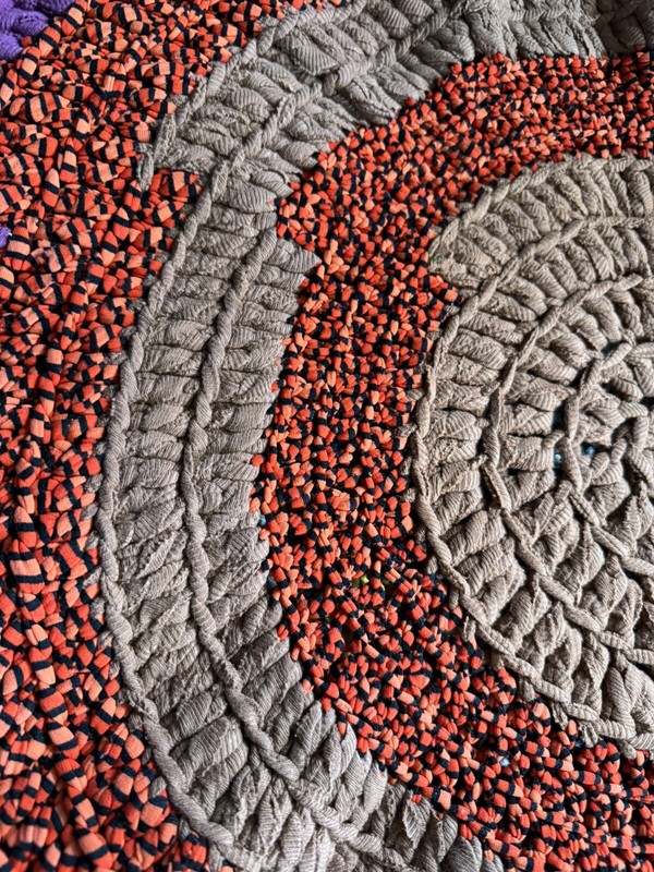 Antique/Vintage Boho handmade colorful rag braided Round rug 30” Hippie Crochet gallery