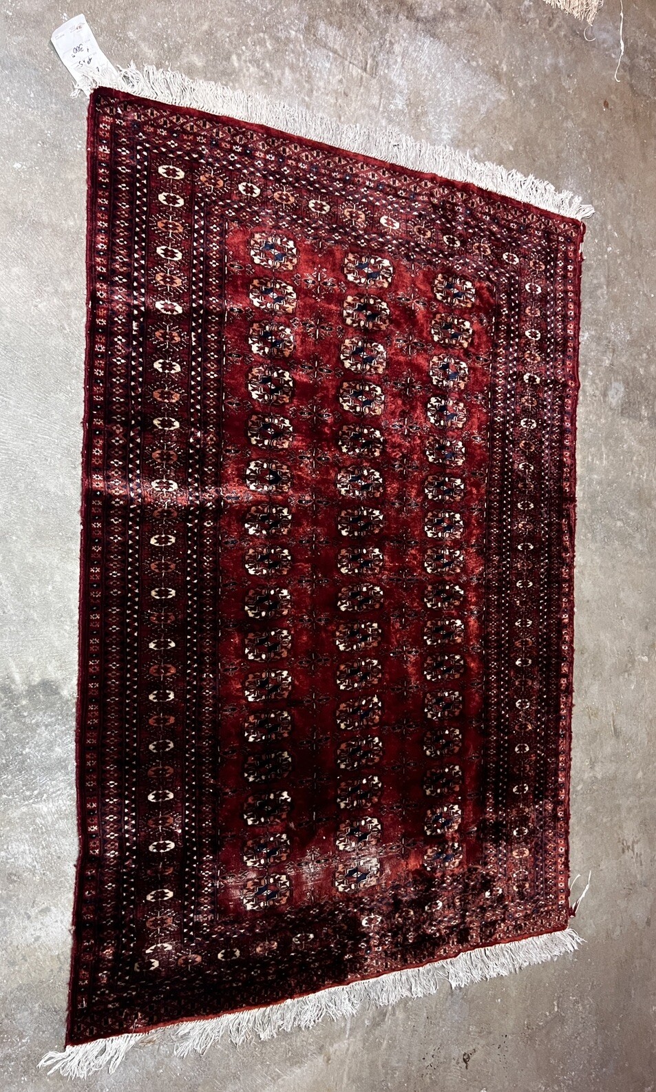 Antique Hand Knotted Oriental Bokahara Rug 4.0x5.1 ft gallery