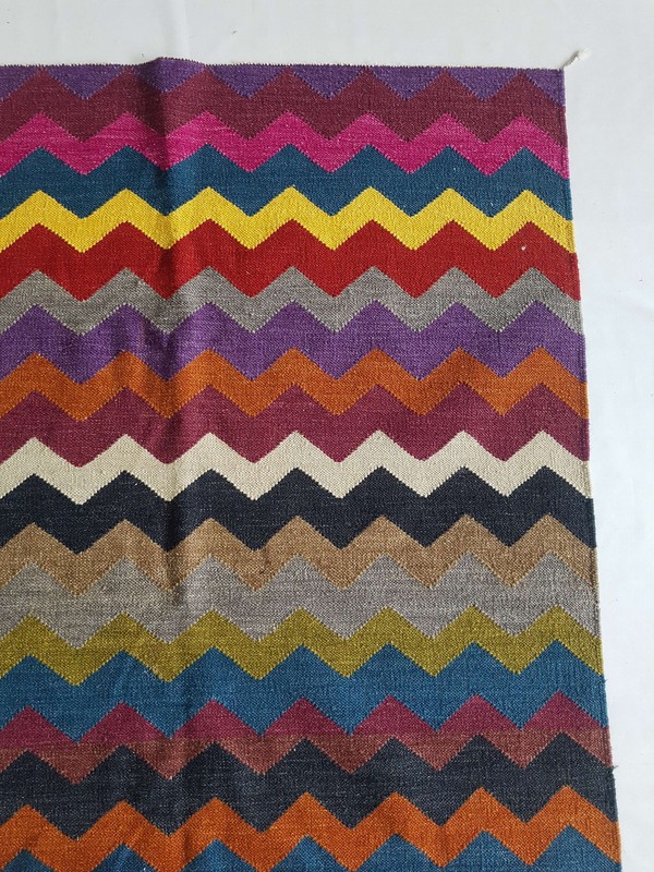 Vintage Handmade Traditional Geometric Multicolor Kilim Rug Carpet 186x135cm gallery
