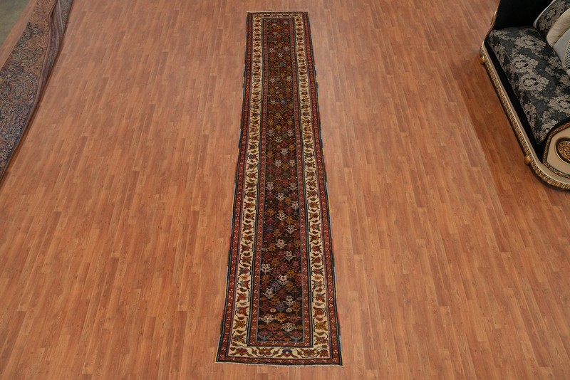 Vegetable Dye Paisley Semi-Antique 16 ft Long Runner Rug Handmade Wool Rug 3x16 gallery