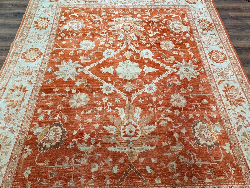Pak Per'sian Peshawar Rug 8x10, Sultanabad Wool Carpet, Burnt Orange, Handmade gallery