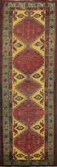 Gold/ Green Vintage Wool Traditional 11 ft Runner Rug Hand-knotted 3×11 ft
