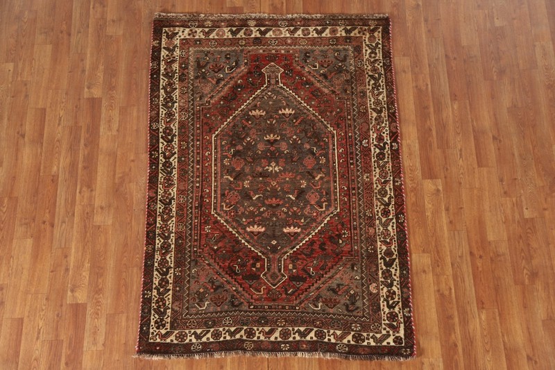 Vintage Geometric Traditional Red/ Ivory Area Rug 4'x6' Wool Handmade Carpet gallery