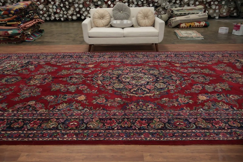 Red Traditional Large Rug 9x18 Hand-knotted Wool Vegetable Dye Vintage Carpet gallery
