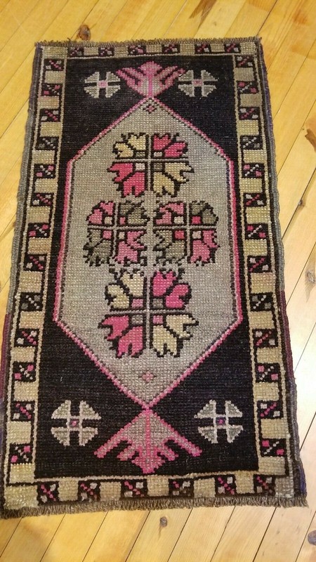 Vintage 1970-1980s Turkish Tribal Rug 1'5" × 2'7" gallery