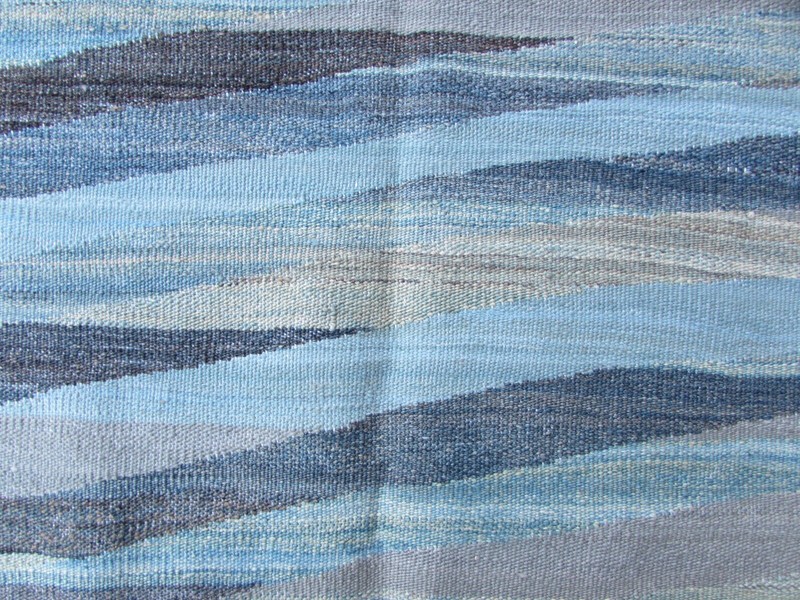 Kilim Vintage Traditional Hand Made Oriental Faded Blue Wool Kilim 196x152cm gallery