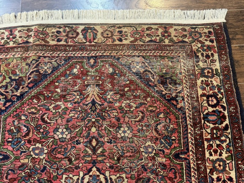 Antique Per'sian Malayer Rug 4.7 x 6.6 Tribal Rug 1920s Carpet Light Red gallery