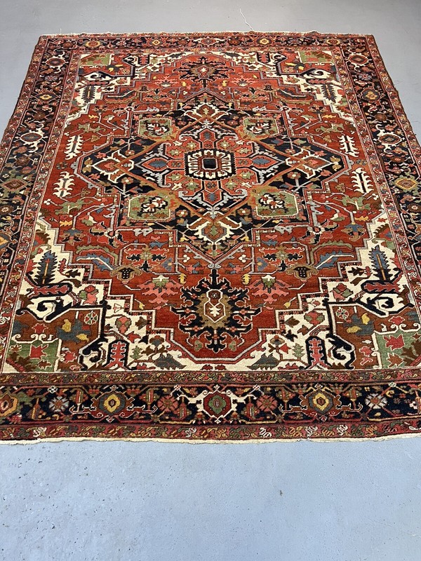 1900 TRIBAL VINTAGE ANTIQUE 9.5x11.2 Serapi RUG 100% Wool Professionally Washed gallery