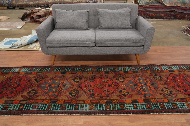 Traditional Geometric Pattern Handmade Wool Rug Runner 3x11 ft Vintage Carpet gallery