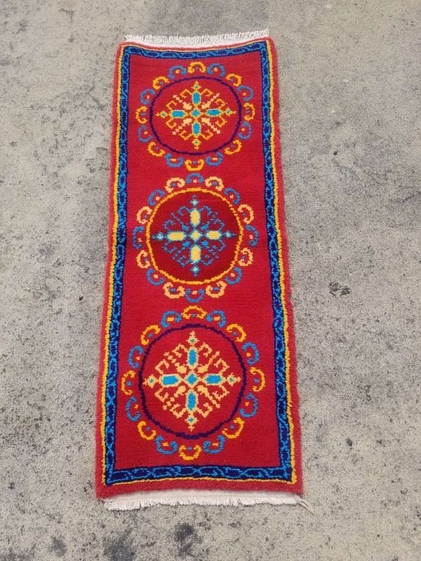 Vintage Hand Made Traditional Oriental Wool Multicolor Carpet Rug 137x52cm gallery