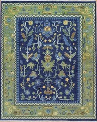 Contemporary Turkish Hand Knotted Floral Wool Oushak Rug 6×9 8×11 9×12 10×14 ft