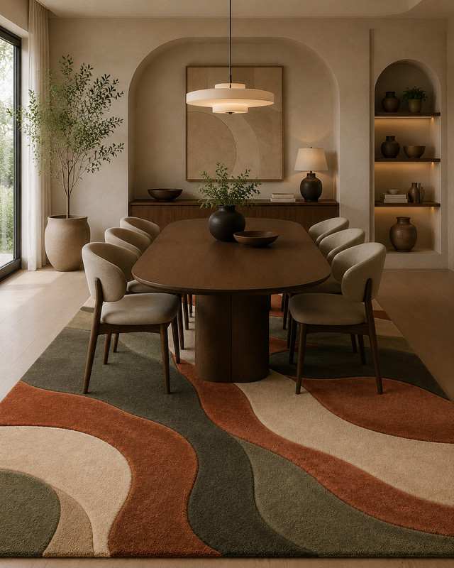 Multi Abstract Swirl Wool Area Rug Hand Tufted Modern High Quality Rug Decor gallery