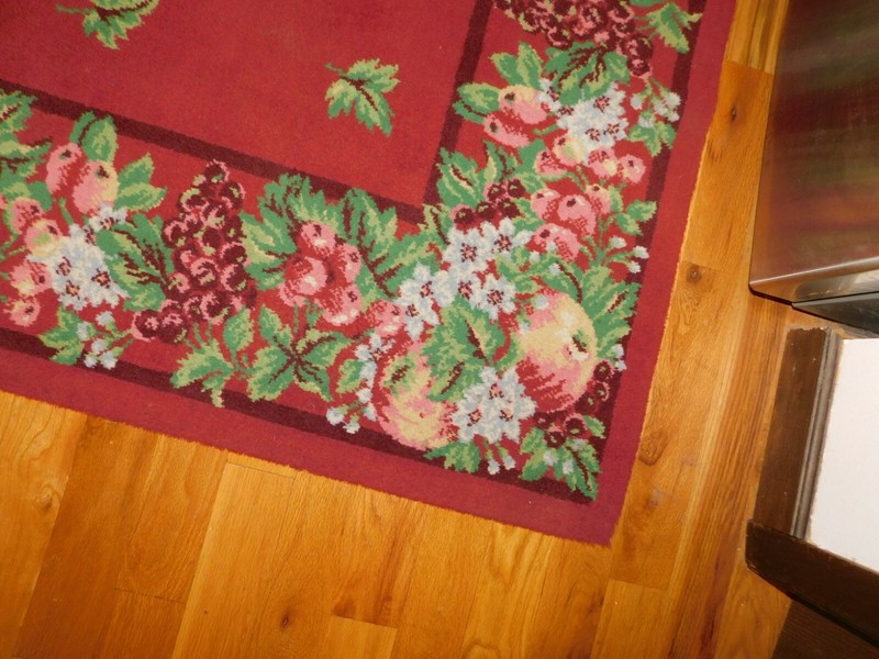 1940's Fruit & Leaf Wool Rug Large 108 x 72" Vintage gallery