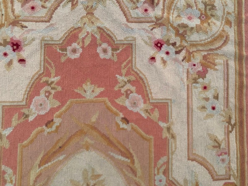 Vintage Handmade Aubusson: French Style Chain-Stitch, Needlepoint Rug 2x4 ft gallery