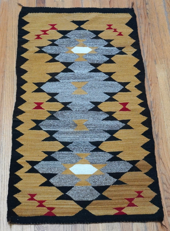 Antique Navajo Native American Indian Wool Hand Made Rug 2'5" x 4'6" gallery