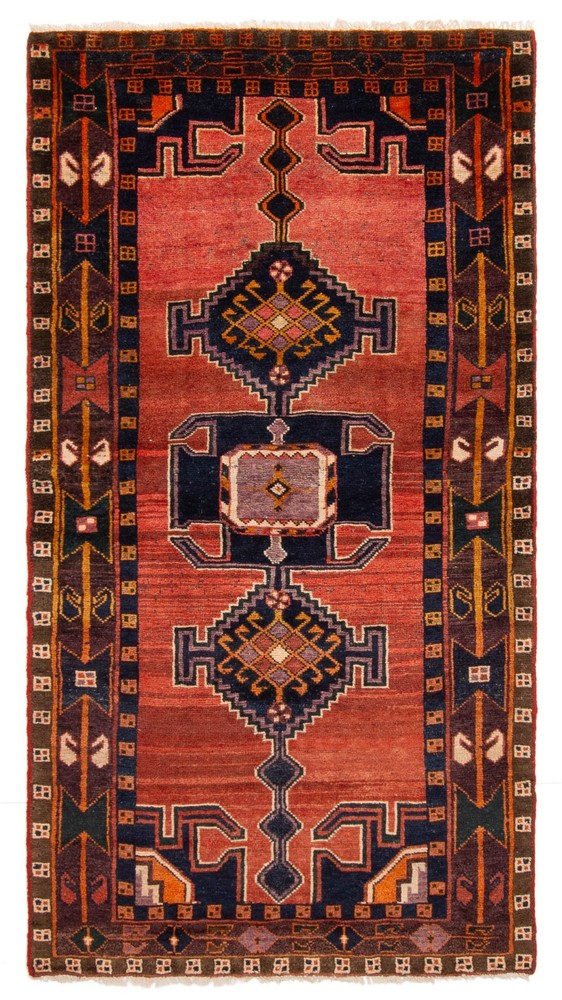 Vintage 3'7" x 6'10" Traditional Hand Knotted Vegetable Dye Wool Area Rug