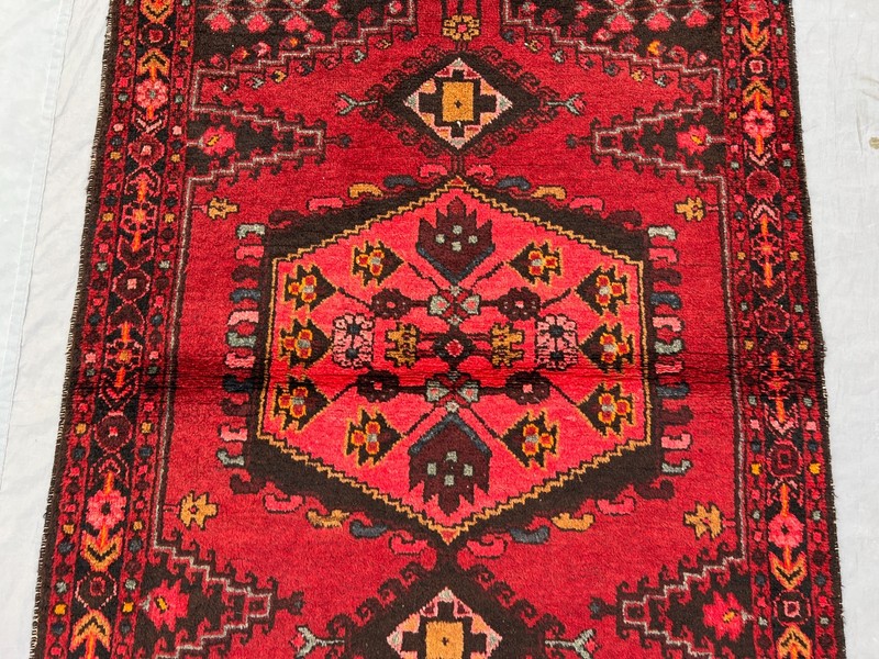 4x5 Vintage Red Afghan Hand Knotted Wool Rug Soft Pile Tribal Geometric Carpet gallery
