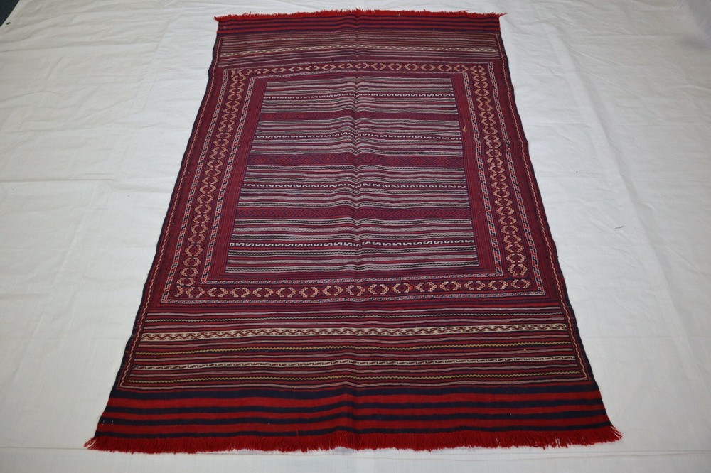 4'4 x 6'4 ft Turkmen Tribal hand knotted vegetable dye oriental kilim rug