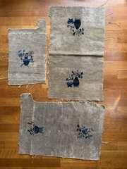 3 pieces of antique rug fragment 39”x23”, 35”x23”, 23”x15” #31 For Cushions/