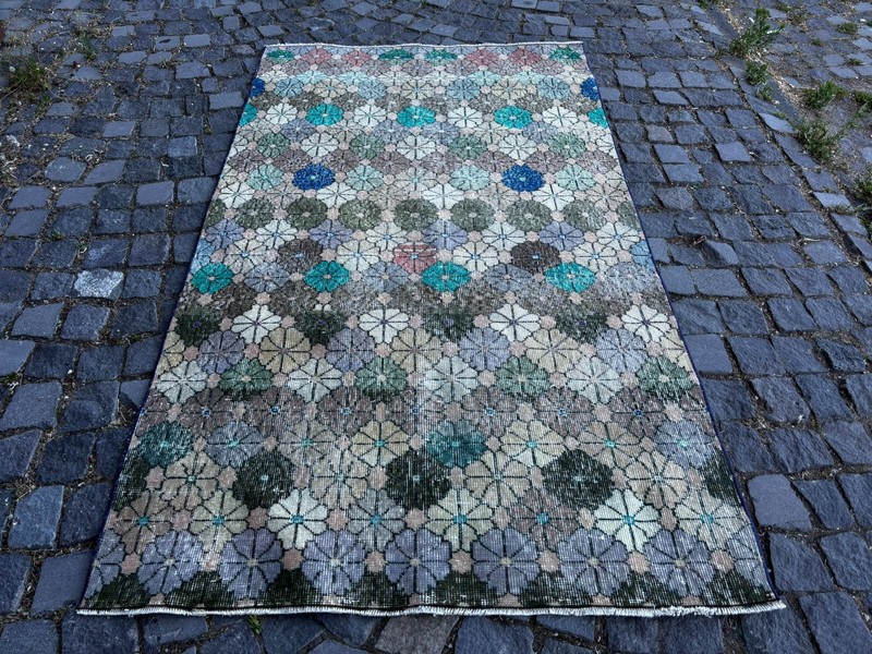 Handmade Wool Rug, Bohemian Area Rug, Turkish Vintage Rug, Home Rug 3,9 x 6,7 ft gallery