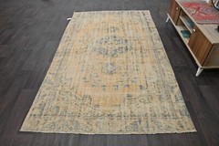 Oushak 5×8,Turkish Rug,vintage,anatolian,ORANGE,kilim,Bohemian,handmade,wool