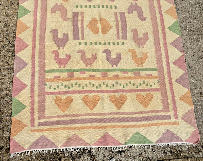 VINTAGE EUROPEAN WOOL WOVEN PICTORIAL KILIM gallery