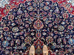BIG BLUE ANTIQUE ORIENTAL RUG 10×13 HAND-KNOTTED vintage handmade navy red 10×14
