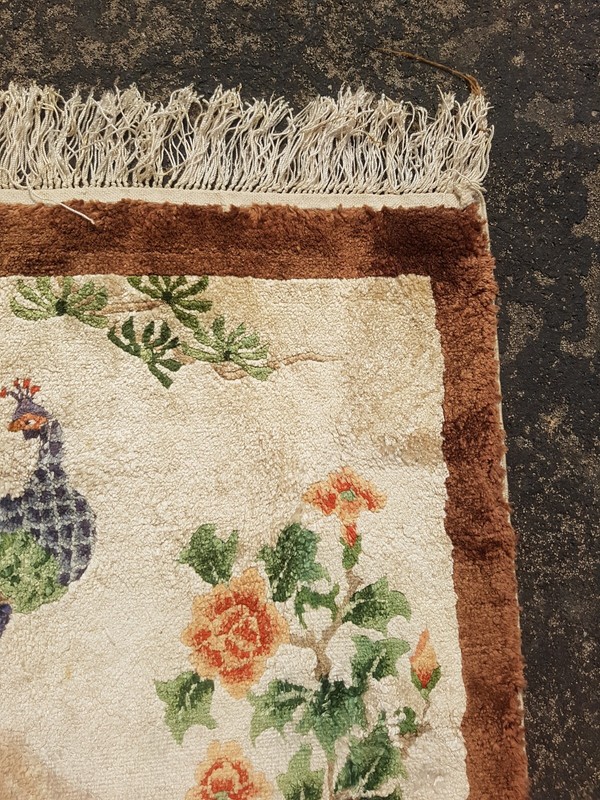 Vintage Chinese Peacock Beautiful Art Deco Home Decor Rug Carpet 92x46 cm gallery
