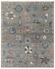 8×10 ft Contemporary Handknotted Gray Oushak Rug, Antique Handwoven Rug