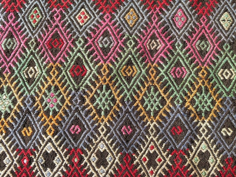 Multicolor Vintage Runner Kilim Wide Large Rug, Turkish Handwoven Kelim 42"x126" gallery