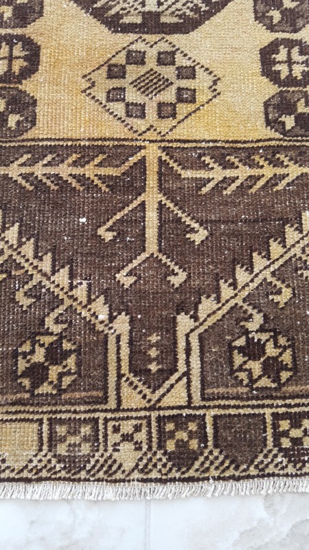 Brown Traditional Geometric Rug Vintage Decor Rug Kitchen Rug Natural Wool Rug gallery