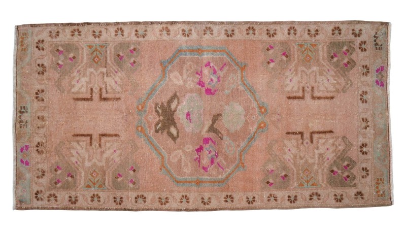 Vintage Hand-Knotted Turkish Rug Small Oushak Rug Wool Door Mat 1' 10" x 3' 7" gallery