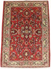 Hand-Knotted Vintage Red Floral 3’4X4’9 ft Oriental Rug Tribal Wool Decor Carpet