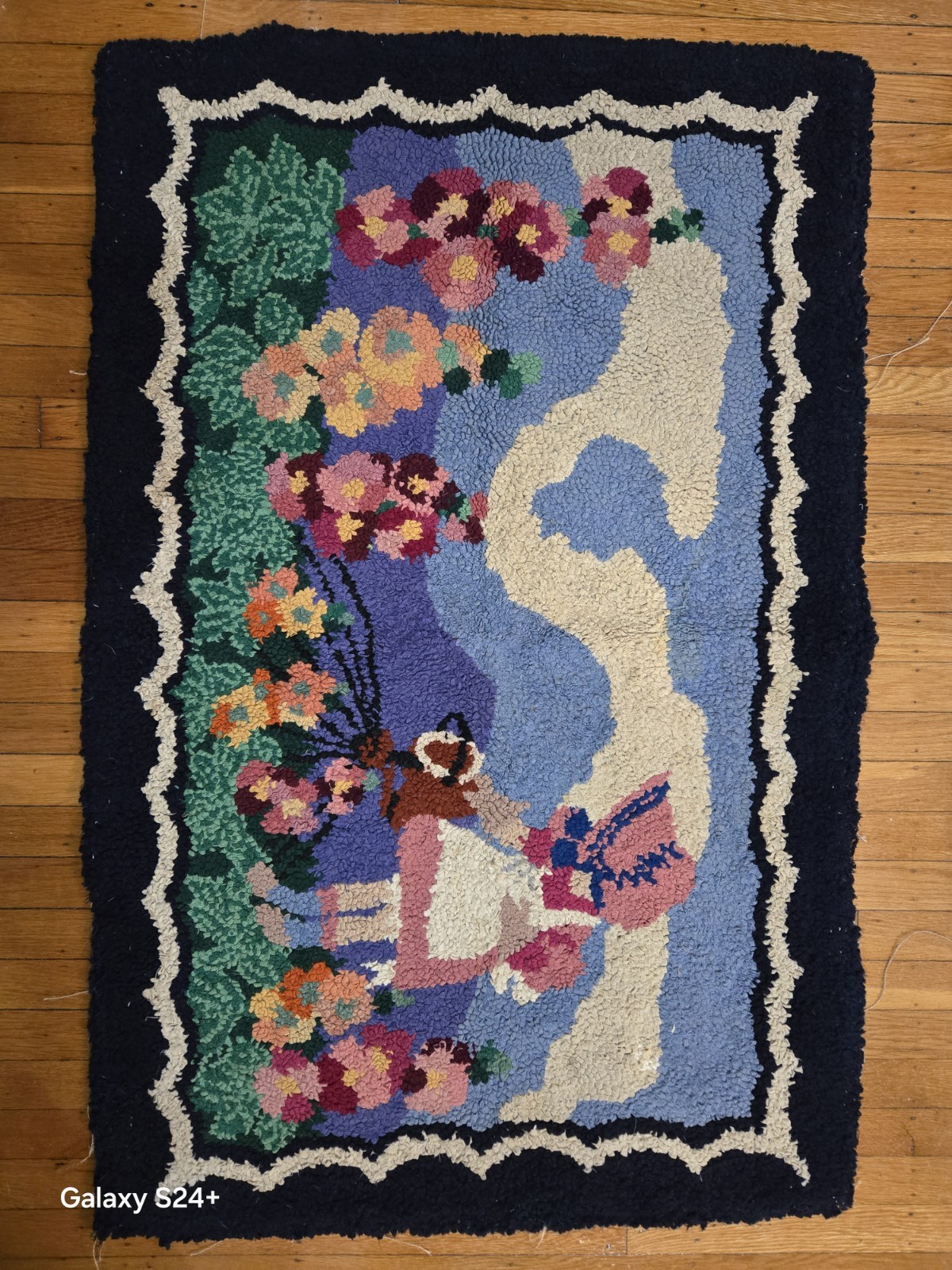 Vintage American Hooked Rug 48x32 Bright And Vibrant Colors... Nursery Ryme gallery