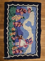 Vintage American Hooked Rug 48×32 Bright And Vibrant Colors… Nursery Ryme