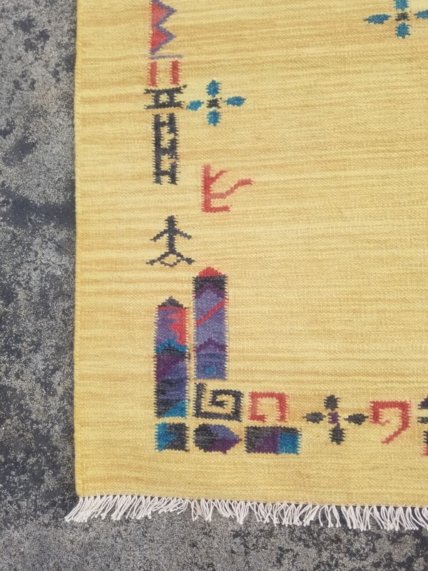 Vintage Traditional Handmade Beautiful Moroccan Kilim Floor Rug Carpet 120x68 cm gallery