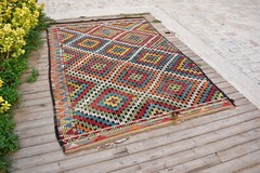 Turkish Kilim Rug 63”x96” Handwoven Konya Cicim 5×8 Rug 161x245cm Nomads Kilim