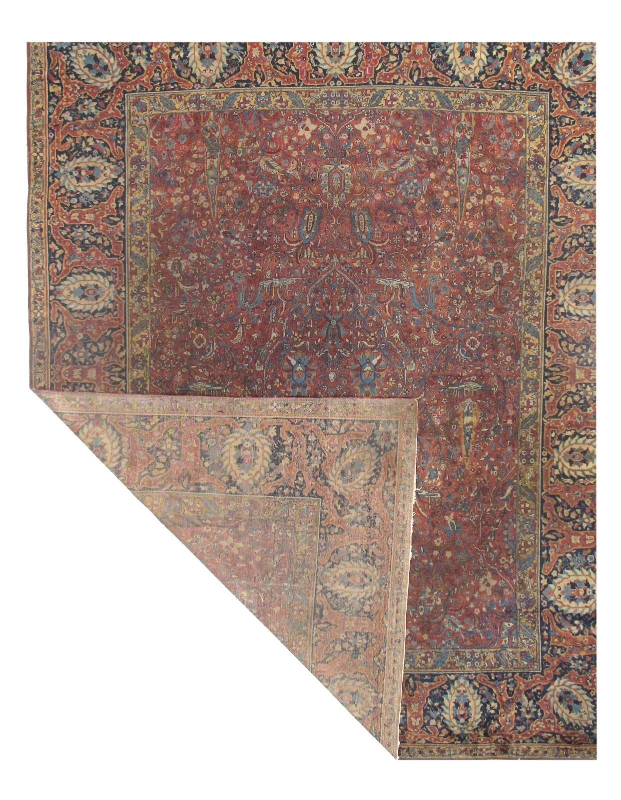 Rust Indian Antique Hand-Knotted Wool Agra Rug 11' X 14' gallery