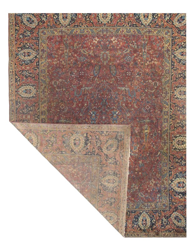 Rust Indian Antique Hand-Knotted Wool Agra Rug 11' X 14' gallery