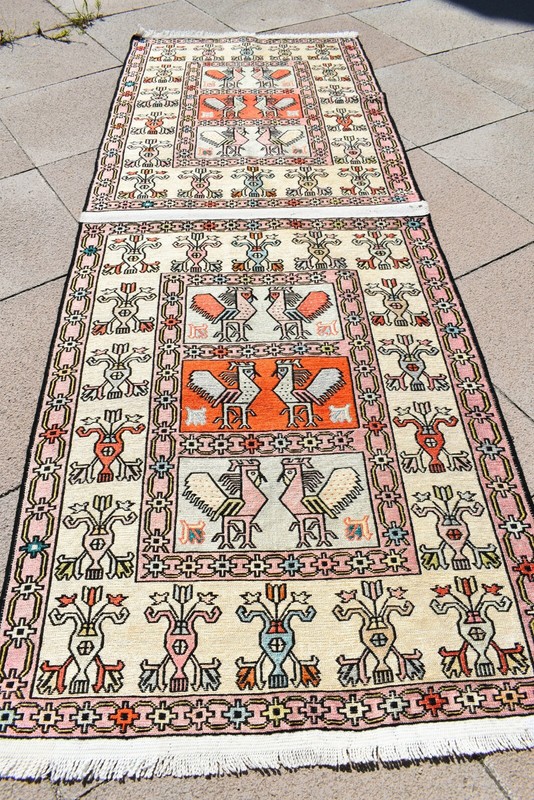 Turkish Soumak Rug 28'' x 75'' Animal Figure Soumak Rug Hallway Corridor Kilim gallery