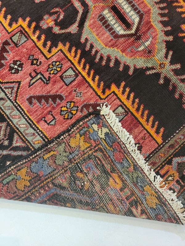 Antique Oriental Hand-Knotted Wool Runner Black/Red/Green/Blue 4'7" x 12'6" gallery